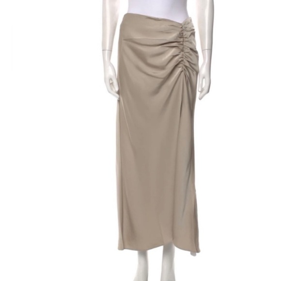 NWT Jason‎ Wu Satin Ruched MIDI Skirt in Champagne Size Medium - Picture 1 of 10